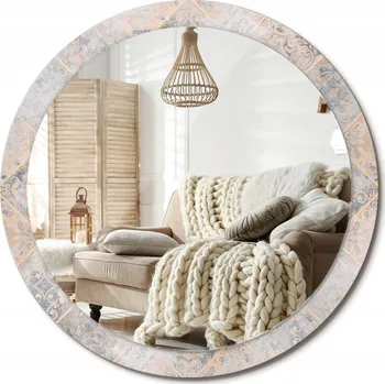 Zrcadlo Zrcadlo s potiskem do koupelny, kuchyně, předsíně, staré dlaždice, průměr 100 cm