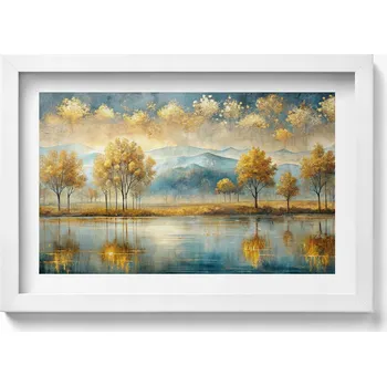 Obraz Elegantní obraz do obýváku Abstraktní krajina stromů u jezera 30x20 cm