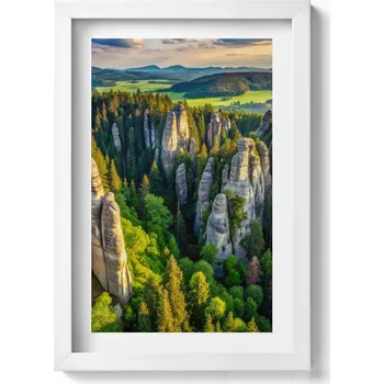 Obraz Elegantní obraz v rámu: Krajina osobitých hor a lesů z ptačí perspektivy, 20x30 cm