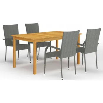 Jídelní stůl Zahradní nábytek z masivního dřeva VidaXL, šedý, 5 dílů
