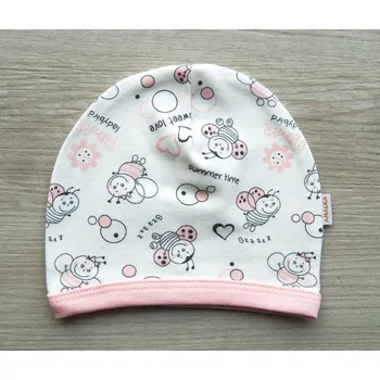 Dětská móda AMÁLKA Bavlněná nasazovací čepička saporka, berušky Velikost: 62-68