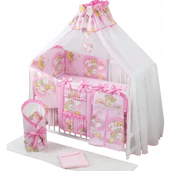 Dřevěná postýlka Bello Timmi Medvídek se Srdíčky 60 x 120 cm bílá