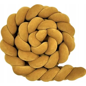 Prostěradlo Lulumi Chránič do postýlky cop 200cm hořčicová