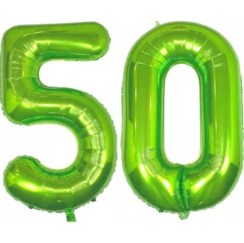 Balónek OBROVSKÝ FÓLIOVÝ BALÓN ČÍSLICE PADESÁT 50 ZELENÝ BALÓNKY NAROZENINY 100 CM