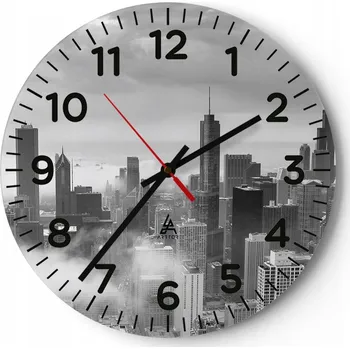 Hodiny Kuchyňské nástěnné hodiny 30x30 Architektura Moderní skleněné hodiny Tiché