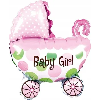 Balónek Fóliový balónek kočárek Baby Girl 80x67 cm