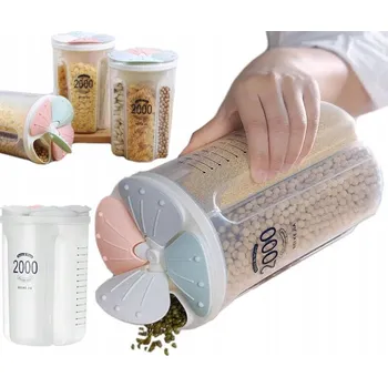 Dóza na potraviny NÁDOBA NA POTRAVINY KRABIČKA ORGANIZÉR NA TĚSTOVINY FAZOLE RÝŽI 2000ml 4 PŘIHRÁDKY