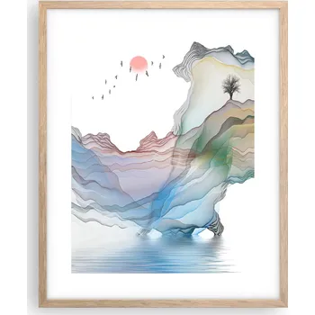 Obraz Obraz plakát na zeď v rámu světlý dub 40x50 abstrakce plakáty do obývacího pokoje