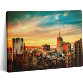 Obraz Foto Obraz Na Plátně Panorama Města při Východu Slunce, 80x60 cm