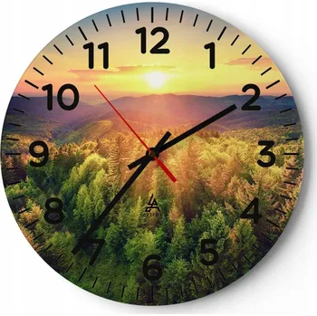 Hodiny Nástěnné hodiny do obýváku 40x40 Krajina Kulatý Skleněné hodiny Loft Tiché