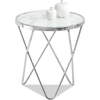 Křeslo Mebel Partner Armin S (bílý mramor + chromová)