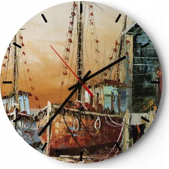 Hodiny Nástěnné hodiny do kuchyně 30x30 Umění Moře Skleněné hodiny do obýváku Tiché