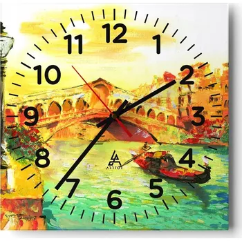 Hodiny Kuchyňské nástěnné hodiny 30x30 Benátky Skleněné hodiny do obývacího pokoje Moderní Tiché