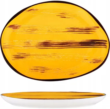 Talíř Oválný talíř, velká porcelánová mísa žlutá Wilmax 33x24,5 cm