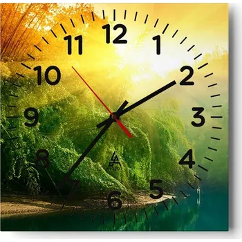 Hodiny Nástěnné hodiny do obýváku 40x40 Tropické tiché hodiny na skle