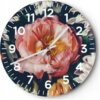 Hodiny Kuchyňské nástěnné hodiny 30x30 Květiny Moderní skleněné hodiny do obýváku Tiché