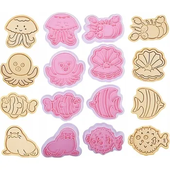 Vykrajovátko Vykrajovátka s Razítkem MOŘSKÁ ZVÍŘÁTKA MOŘE RYBY formičky 8ks