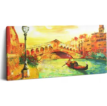 Obraz Fotoobraz do jídelny Moderní Benátky - Gondola a most Rialto