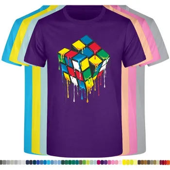 panske-levne-bavlnene-tricko-potisk-rotace-Rubikovi-kostky Barva: Purple - purpurová, velikost: XXL