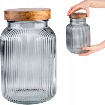 Dóza na potraviny Skleněná nádoba SuperButelki 2L s dřevěným uzávěrem