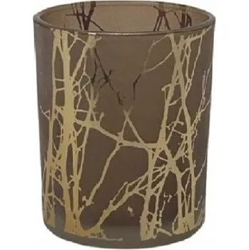 Svícen SKLENĚNÝ SVÍCEN ČERNÝ ZLATÝ 10x9 NA ČAJOVOU SVÍČKU SKLO