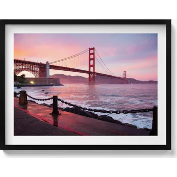 Obraz Ozdobný nástěnný obraz v rámu do obýváku Výhled na most Golden Gate 80x60 cm