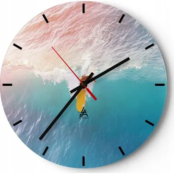 Hodiny Nástěnné hodiny do kuchyně 30x30 Surfing Skleněné hodiny do obýváku Loft Tiché