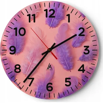 Hodiny Kuchyňské nástěnné hodiny 30x30 Ptačí Pírko Moderní skleněné hodiny Tiché