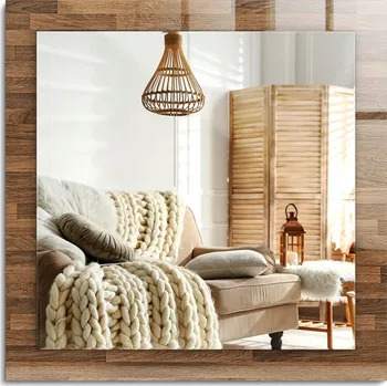 Zrcadlo Dekorativní zrcadlo s ozdobným rámem, svislé/vodorovné, dřevěné panely 60x60 cm