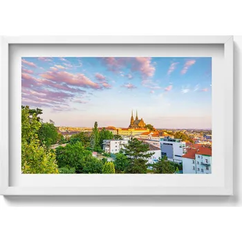 Obraz Nástěnný dekorativní foto obraz v bílém rámu Budovy Brno Česká republika 60x40 cm