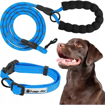 Obojek pro psa Vodítko + Obojek pro psa Reflexní Přepínací 1,5m Sada Modrá