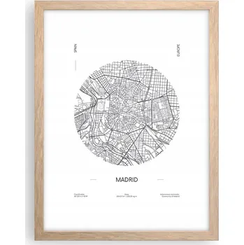 Obraz Obraz plakát v rámu světlý dub do obýváku 30x40 mapa foto plakáty na zeď