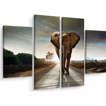 Obraz Čtyřdílný obraz SLON Safari Krajina 3D 80x60