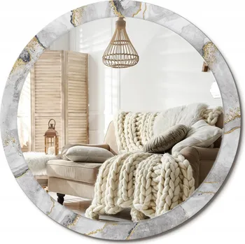 Zrcadlo Zrcadlo s potiskem do koupelny, kuchyně, předsíně, mramorový vzor, průměr 100 cm