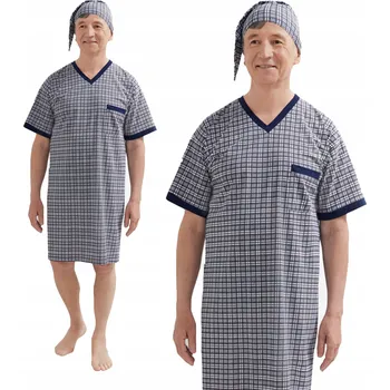 Pánská noční košile Pánská bavlněná NOČNÍ košile s krátkým rukávem, nadměrná velikost PLUS SIZE XXL