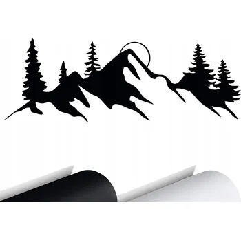 Samolepicí dekorace na vozidlo NÁLEPKA na auto HORY LES MOUNTAINS 15x5,5 cm
