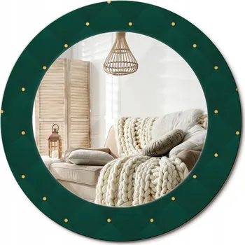 Zrcadlo Stylové kulaté zrcadlo na zeď s potiskem na skle, průměr 50 cm, prošívaný vzor