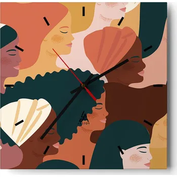 Hodiny Nástěnné hodiny do kuchyně 30x30 Žena Stylové hodiny na skle Loft Tiché