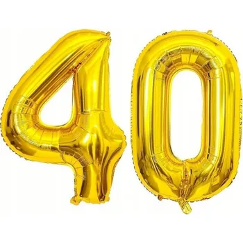 Balónek BALÓNKY NA 40. NAROZENINY ZLATÉ FÓLIOVÉ ČÍSLICE VELKÉ 92 cm SADA DEKORACÍ PÁRTY