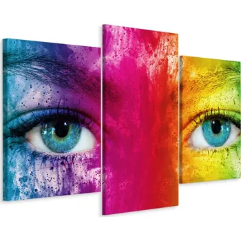 Obraz Obraz ze 3 dílů BAREVNÁ Tvář Oči 3D 120x80