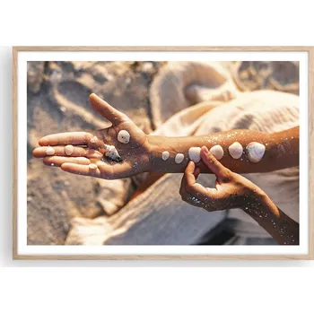 Obraz Plakát na zeď v rámu světlý dub 100x70 mušle obrázek plakáty do obýváku