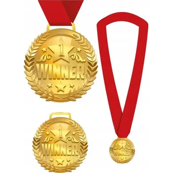 Zlatá kovová medaile vítěze – odměna, soutěž, vítěz, první místo