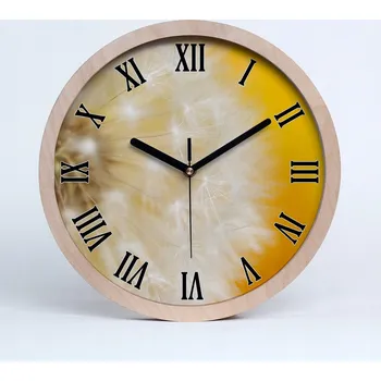 Hodiny Velké dřevěné tiché nástěnné hodiny pampeliška průměr 30 cm