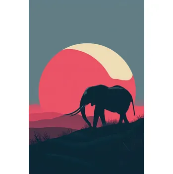 Plakát Plakát Slon s červenou barvou bez rámu 61 x 91,5 cm