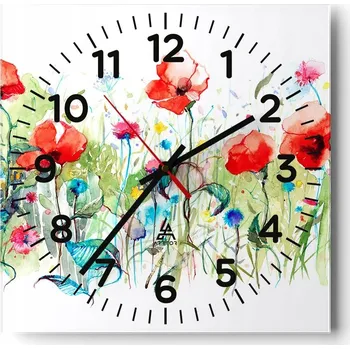 Hodiny Nástěnné hodiny do obýváku 40x40 Květiny Tichý chod Skleněné hodiny