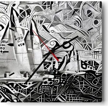 Hodiny Velké nástěnné hodiny 40x40 cm - Motiv plachtění - Tiché skleněné hodiny