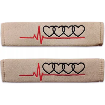 Návlek na bezpečnostní pás POTAHY NA BEZPEČNOSTNÍ PÁSY AUDI ALCANTARA BÉŽOVÉ 2 KS + VÝŠIVKA