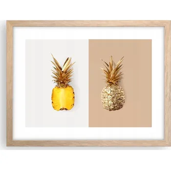Obraz Obraz plakát v rámu světlý dub do obýváku 40x30 ananas foto na zeď