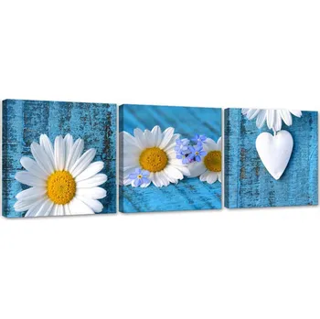 Obraz Triptych Obraz Sedmikrásky a srdce 150x50 cm