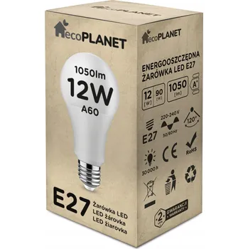Žárovka LED žárovka E27 A60 12W 1050lm BARVY ecoPLANET